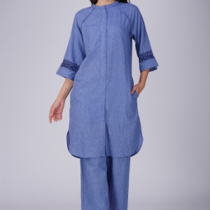 Phae Zaira Co-Ord Set in Khadi with Hand Chikankari Embroidery