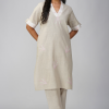 Phae Saachi Slub Cotton Kurta with Hand Chikankari - Image 2