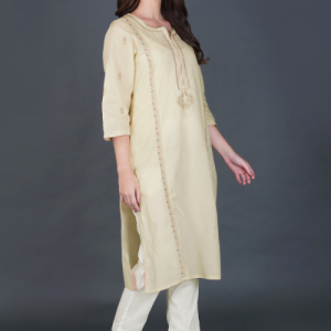 Phae Kiara Kurta in Two Tone Fabric with hand Chikankari