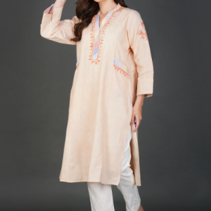 Phae Yusra Cotton Linen Kurta with Hand Chikankari