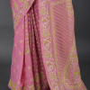Silk Georgette Chikankari Saree With Zari Highlight - Image 4