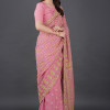 Silk Georgette Chikankari Saree With Zari Highlight - Image 8
