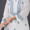 Phae Ahava White Cotton  Crinkle with Blue Embroidery - Image 3