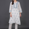 Phae Ahava White Cotton  Crinkle with Blue Embroidery - Image 5