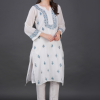Phae Ahava White Cotton  Crinkle with Blue Embroidery - Image 6