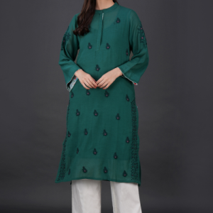 Phae Eilat Cotton Crinkle Midnight  Green Kurta