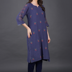 Phae Eliya Cotton Crinkle Dusk Blue  Kurta