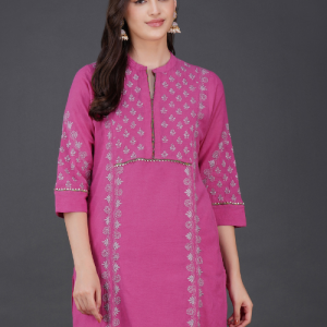 Phae Hadar Cotton Crinkle Fuschia Pink Kurta