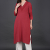 Phae Iska Cotton Crinkle Candy Red Kurta - Image 6