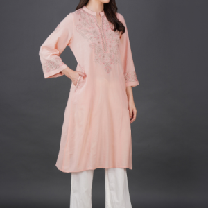 Phae Mai Cotton Crinkle Blush Kurta