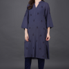 Phae Naama Cotton Crinkle Dusk Blue Kurta - Image 2