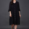 Phae Reyna Cotton Crinkle Black Dress - Image 6