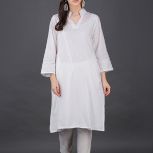 Phae Aida Cotton  Kurta in Pearl White
