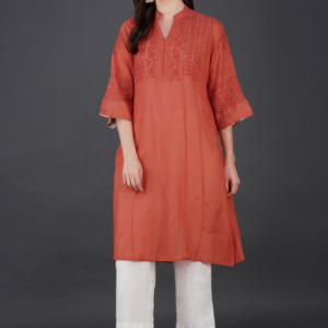 Phae Zora Cotton  Kurta in Rust