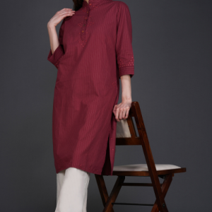 Phae Fiza Kurta with Cream Stripe in Cotton